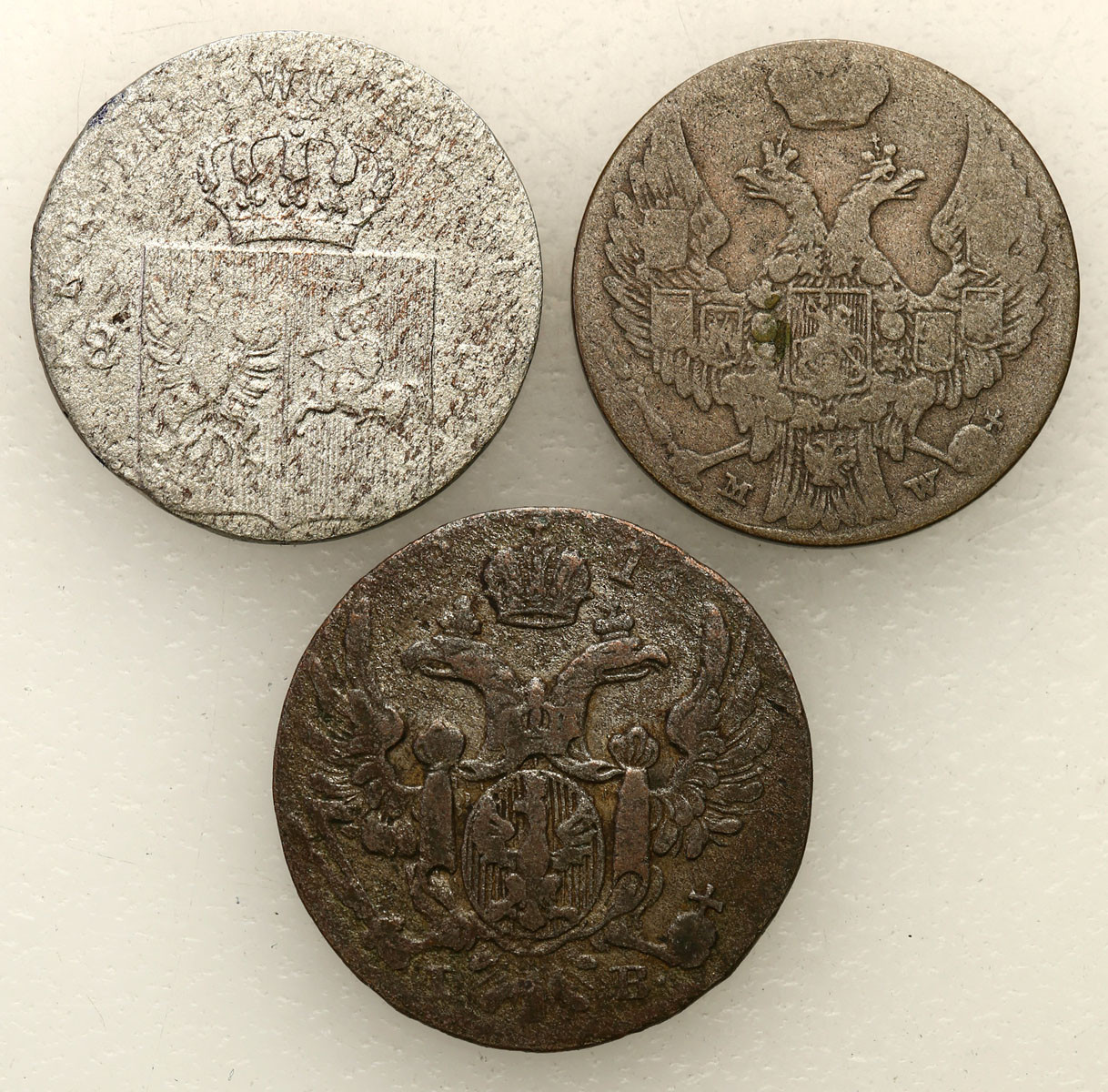 Polska XIX w./Rosja. 10 groszy 1816-1840, Warszawa, zestaw 3 monet